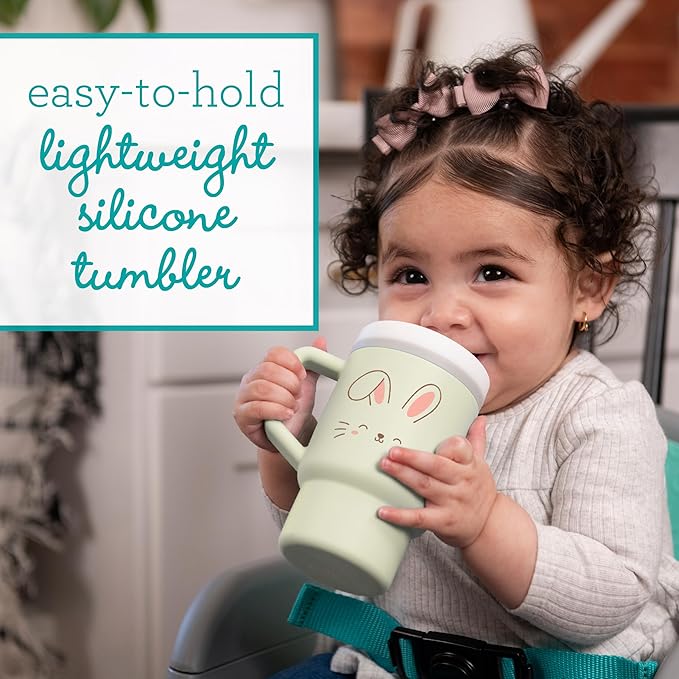 Infantino My 1st Tumbler, Silicone Sippy Cup with Straw & Handle, Spill-Resistant Baby Cup for On-the-Go, BPA-Free Transition Bottle