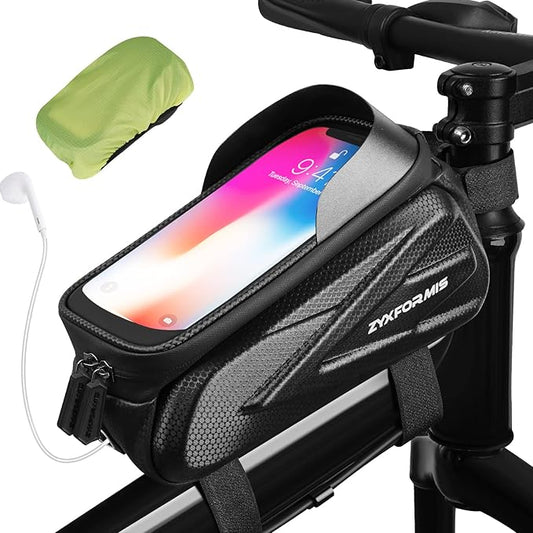 Bike Phone Front Frame Bag Bicycle Bag Waterproof Bike Phone Mount Top Tube Handlebar Bag Bike Phone Case Holder Accessories Compatible with iPhone 11 XS Max XR Fit 7”