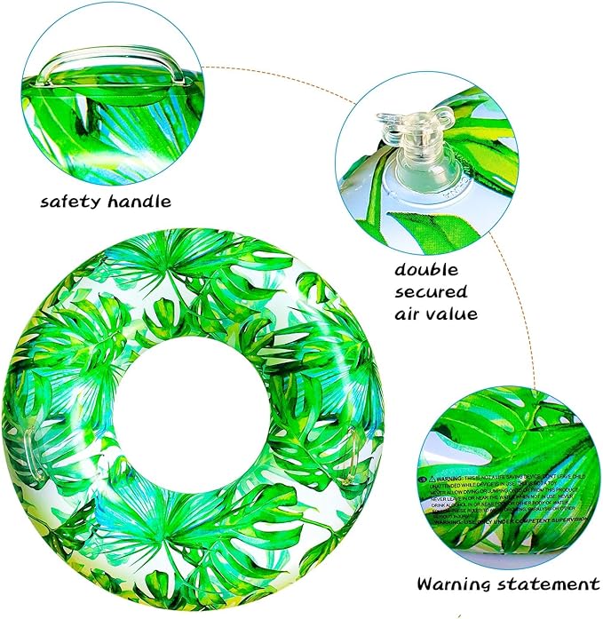 Pool Floats for Adults, Swimming Beach Tube, Adult Swim Ring, Adult Pool Float with Two Handles,Leaf Swim Ring