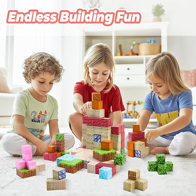 VigorFun Magnetic Blocks, Courtyard Magnet World Building Set- STEM Montessori Sensory Toys for Toddlers Boys Girls Birthday Gifts, Construction Toys for 3 4 5 6 7 8+ Year Old Kids