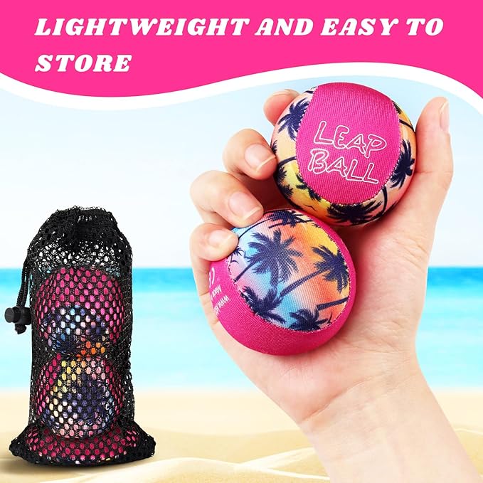 RYACO Leap Ball Water Skipping Pool Balls - 3 Pack Bouncing Beach for All Ages - Extreme Bathing Fun with Your Friends & Family at The Beach, Pool, River or Lake