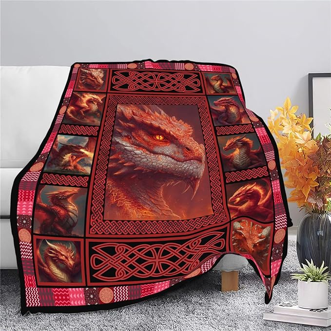 Dragon Throw Blanket Dragon Stuff Gifts for Kids Girls Boys Adults Women Men Soft Cozy Warm Plush Fluffy Fuzzy Fleece Blanket Decor 40''X50''