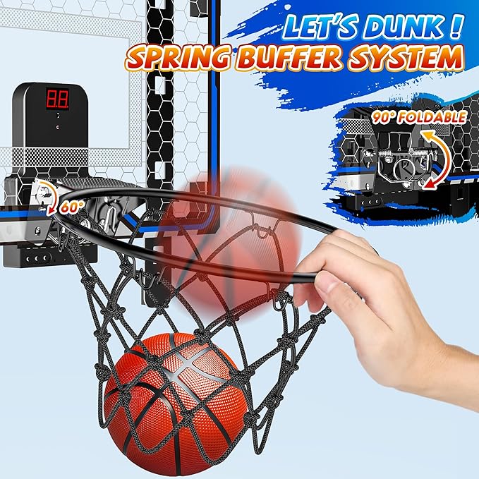 HopeRock Indoor Basketball Hoop Toys for Kids, Adjustable Height Basketball Hoop Over The Door, Mini Hoops with Scoreboard, Basketball Toys Christmas Birthday Gifts for Boys Age 4 5 6 7 8 9 10 11 12+
