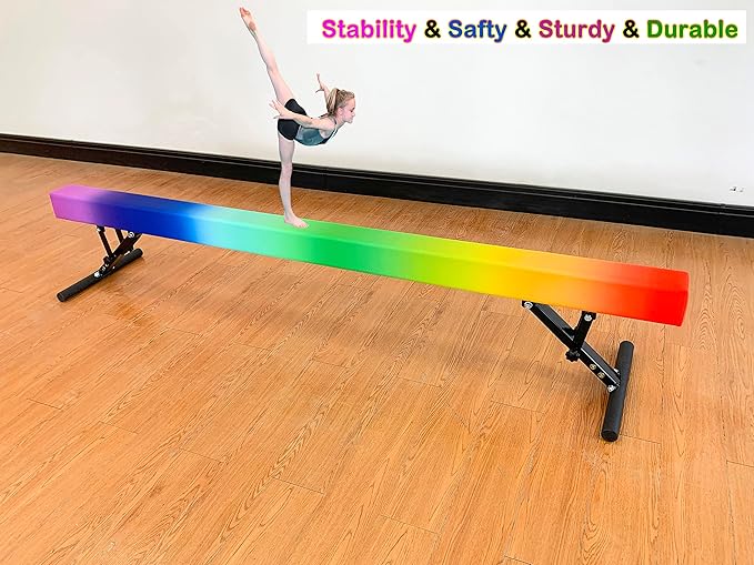 Adjustable Balance Beam 8 ft Gymnastic Beam Adjustable Height for Kids and Teenage of All Gymnastic Levels, Gymnastic Training Beam Gymnastic Equipment for Athlete Home and Gym Club Use