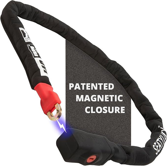 Seatylock Viking Bike Chain Lock with Key - Magnetic Patented Sold Secure Silver Rated - Heavy Duty Anti Theft - Smart Ultra Security Bicycle Lock (55.1 Inch)