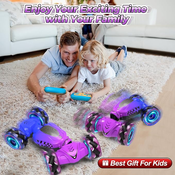 Remote Control Car for Girls 4-7, Toys for Ages 5-7, Gift for 4 5 6 7 8-13 Years Old, for Kids, Gesture Sensing RC Stunt Car with Lights, Birthday Gift