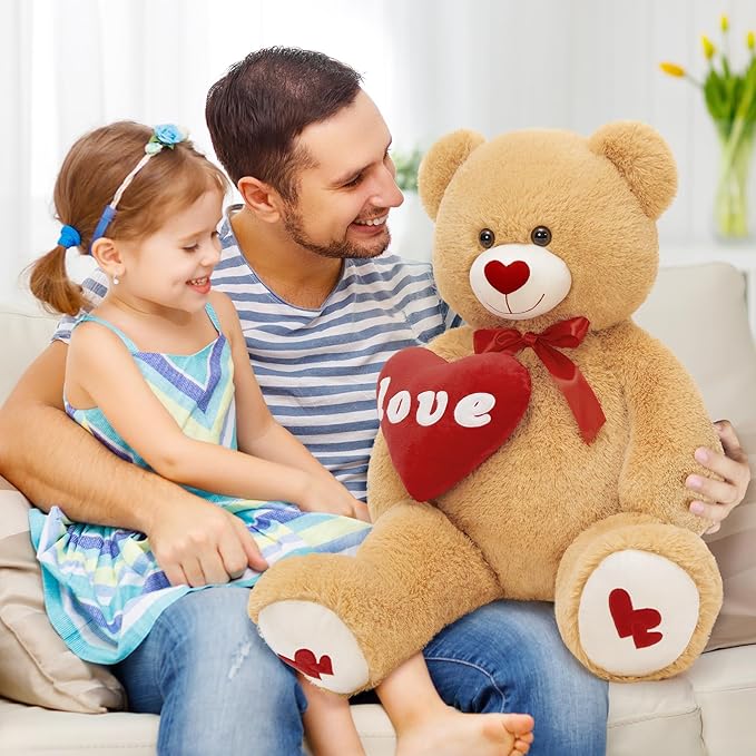 MorisMos 33inch Love Heart Red Giant Teddy Bear, I Love You Stuffed Animal Soft Large Bear Plush Gift Girlfriend Boyfriend
