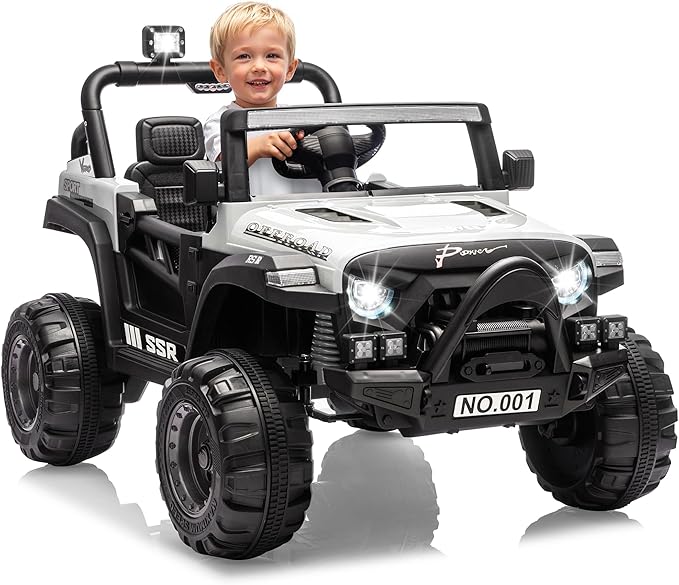 12V Ride On Car for Kids, Ride On Toy w/Parent Remote, Spring Suspension, Bluetooth, Music & Horn, LED Light, 4.1MPH Max Speed, 3 Speeds, Electric Car for Kids Toddlers Age 3-8, White