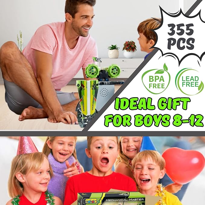 Kididdo Remote Control Cars Robot Building Kit Educational Toys for Age 8-13 Fun STEM Toys for Kids 3-in-1 RC Car Kit to Build Cool Building Blocks Set Birthday Gift for 8 9 10+ Year Old Boys