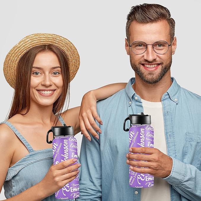 M YESCUSTOM Personalized Water Bottles for Kids with Straw Lid Custom Sports Water Bottle for School Personalized Names Stainless Steel Double Wall Insulated Cup Customized Gifts for Boy Girl Style13