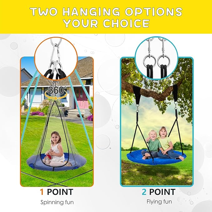 SkyBound 40inch Tree Swing Saucer Swing - 600LB Weight Capacity - Outdoor Swing with Hanging Straps - Waterproof Tree Swings for Kids - Tire Swings for Trees - Durable Flying Swing Seat for Children