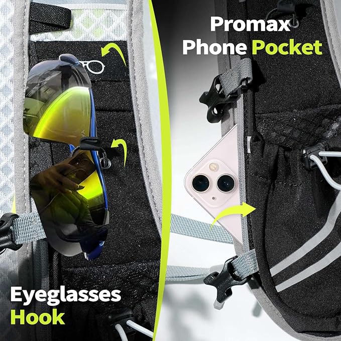 Hydration Backpack, Lightweight Breathable Reflective Pack Adjustable Chest Straps for Running, Marathons, Cycling, Hiking, Trail Vest