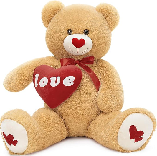MorisMos 33inch Love Heart Red Giant Teddy Bear, I Love You Stuffed Animal Soft Large Bear Plush Gift Girlfriend Boyfriend