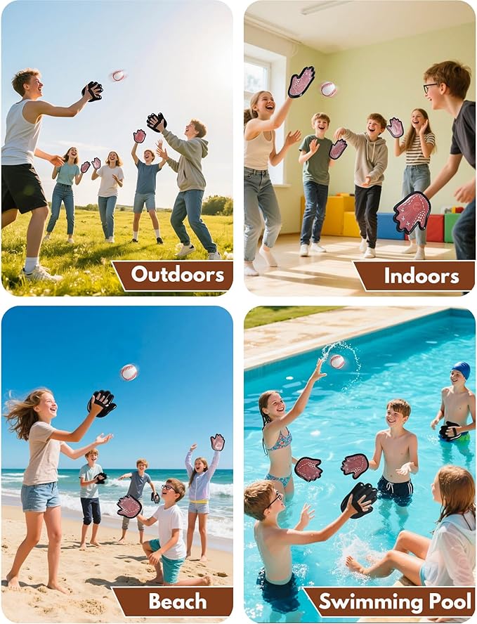 Toss and Catch Ball Game for Kids 3-8, Pool & Beach Ball Game, Outdoor Sports Toy with 2 Soft Sticky Balls & 2 Upgraded Paddles, Ages 3-8+