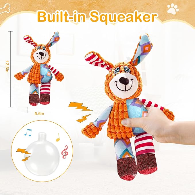 Squeak Dog Toys Stuffed Plush for Small & Medium Breeds - Soft Chew Fabric, Interactive Indoor/Outdoor Play, Perfect for Puppy Teething - Ideal Pet Gift, Dog