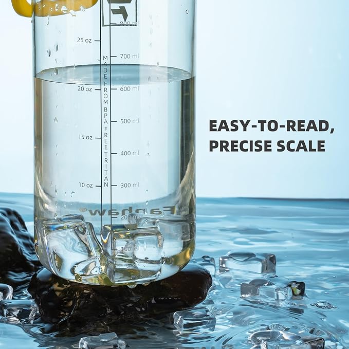 Fanhaw 32 oz Clear Water Bottle with Fast-Flow Spout Lid, BPA-Free Tritan, Wide Mouth, Leakproof, Reusable Bottle for Gym, School, Office, Travel (Imperial Yellow)