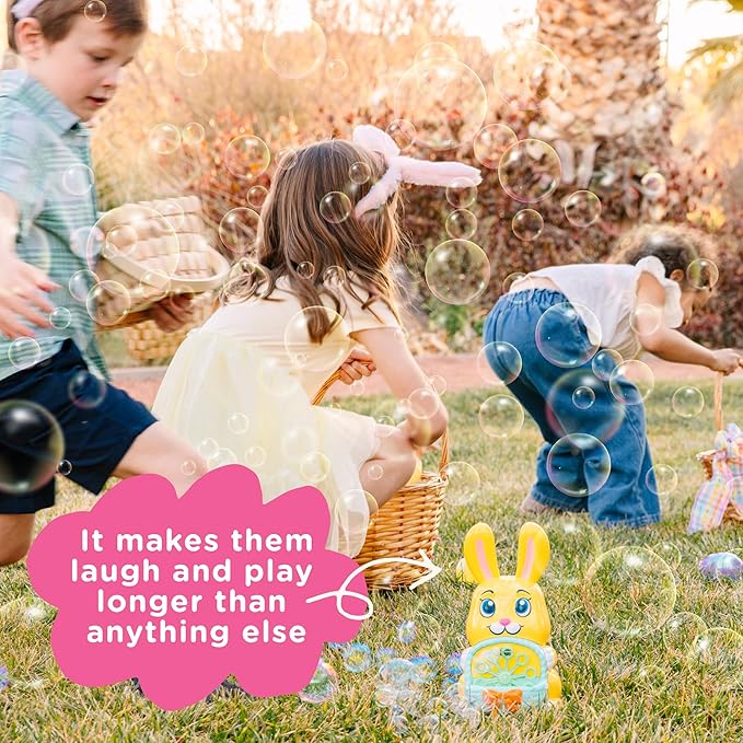 Move2Play, Bunny Bubble Blower | Gift for Kids & Toddlers | Bubble Machine | Toy for Toddlers, Boys and Girls | Indoor & Outdoor | Birthday Party | Summer Fun | Gift for Girl 1, 2, 3, 4+ Years Old