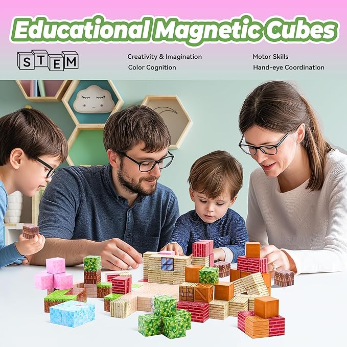 VigorFun Magnetic Blocks, Courtyard Magnet World Building Set- STEM Montessori Sensory Toys for Toddlers Boys Girls Birthday Gifts, Construction Toys for 3 4 5 6 7 8+ Year Old Kids