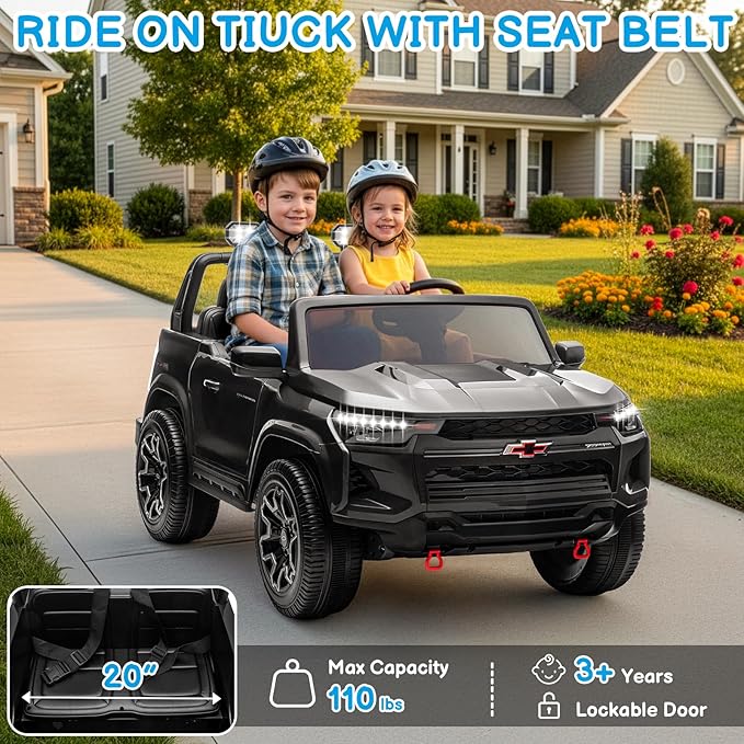 Winado 24V Licensed Colorado Electric Car for Kids, Ride on Toys for Toddlers with Remote Control, 2 Seater Electric Car Ride On Vehicle w/Bluetooth, Soft Start, LED Lights - Black