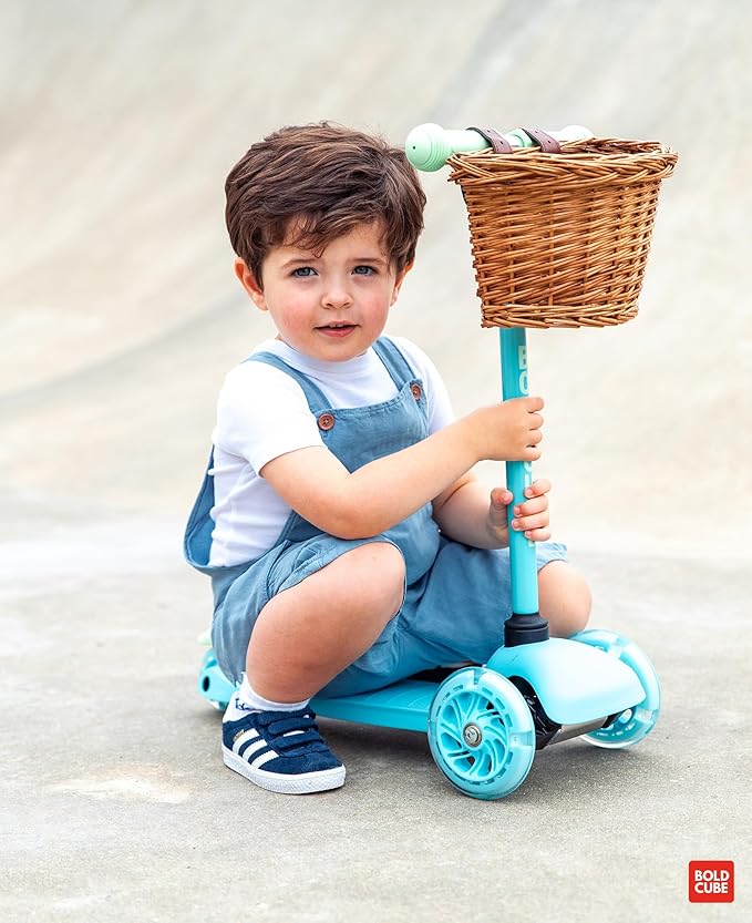 Teeny | 3 Wheel Mint Scooter for Kids & Toddlers Ages 3-6 Years | Flashing Wheels | Height Adjustable 53 to 70 cm | My First Scooter