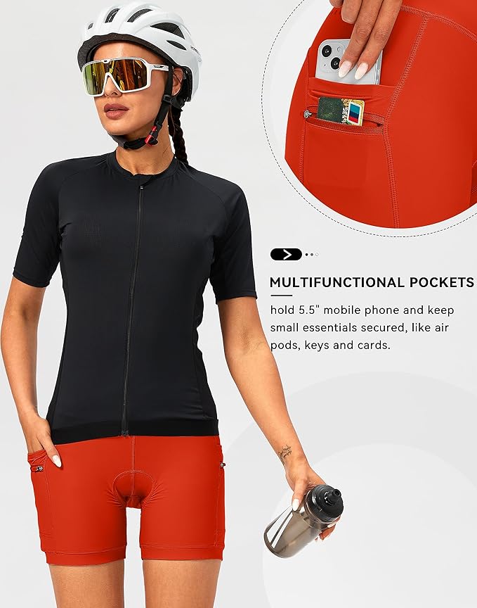 Women's 4D Padded Bike Shorts 5"/7" Riding Underwear Cycling Bicycle Road Biking Cycle Shorts for Women Zipper Pockets