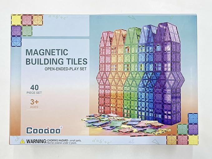 Magnetic Tiles Kids Toys STEM Magnet Toy for Toddler Magnetic Blocks Building Preschool Learning Sensory Montessori Toys for 3+ Year Old Boys and Girls, Safe Creativity Toddler Kids Toy 40PCS