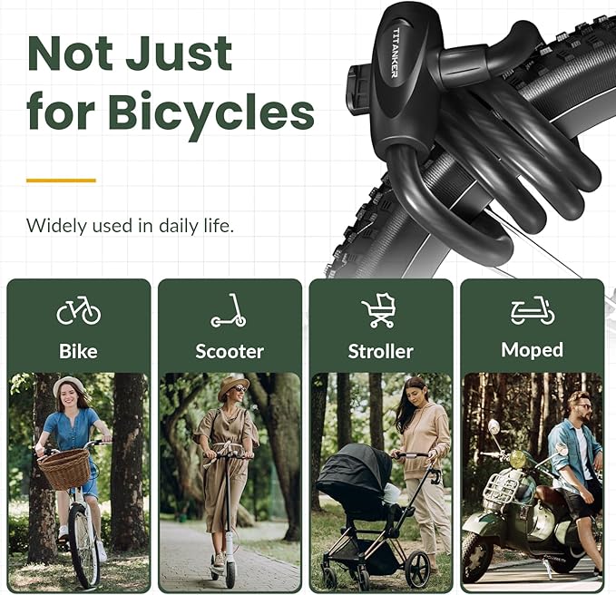Titanker Bike Lock, 1/2 Inch Thick Bike Lock Cable Coiled Secure Bicycle Lock with Keys Scooter Lock Bike Locks Heavy Duty Anti Theft Bike Cable Lock with Mounting Bracket (4Feet, 6 Feet)