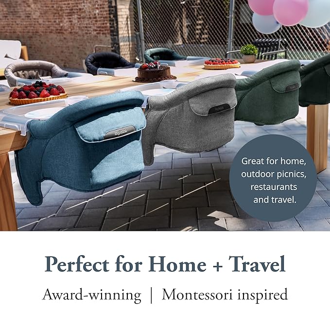 Inglesina Fast Table Chair - Stone Gray Melange + Fast Dining Tray - Portable Baby High Chair - for Babies & Toddlers up to 37 lbs - Fits Tables 0.8'' to 3.5'' Thick - Compact - Travel Bag Included