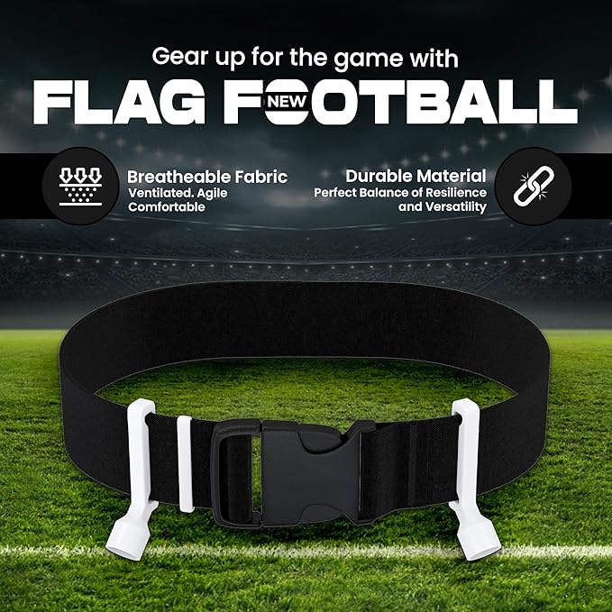 Gameday Flag Football Set – Kits for 2–14 Players w/Belts, Agility Cones & Carry Bag – Available in Multi Colors & Sizes
