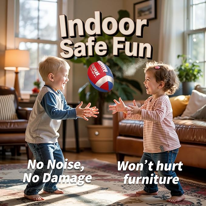 Light Soft Mini Football for Kids Toddler - 8" PU Leather and Foam Layer Small Footballs - Safe Lightweight Indoor Outdoor Beach Water Pool Sports Toys for Summer Outside Games Play with Pump