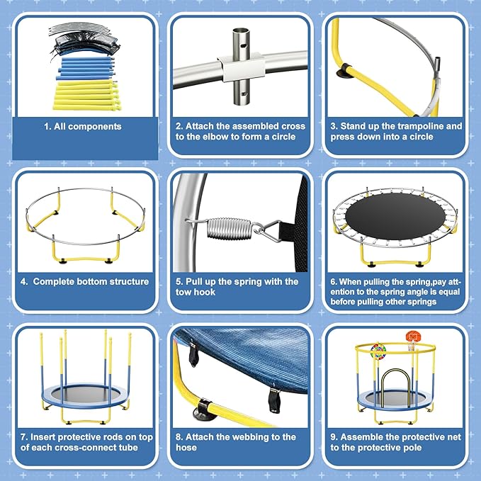 6FT Indoor Trampoline for Kids Ages 1-8, 72" Mini Toddler Indoor & Outdoor Trampoline with Safety Enclosure Net, Basketball Hoop & Dart Board, Birthday Gifts for Boys & Girls, Baby Toddler