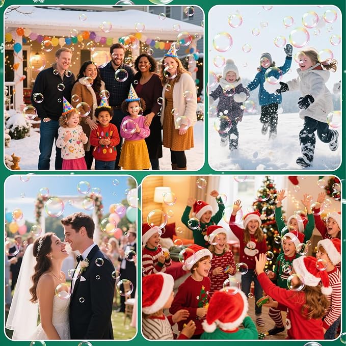 Christmas Bubble Machine for Kids, Garden Lamp Bubble Toy with Colorful Lighting and Music for Toddlers, Rechargable Bubbles Blower Maker Outdoor Toys for Christmas Birthday Wedding Party (Red)