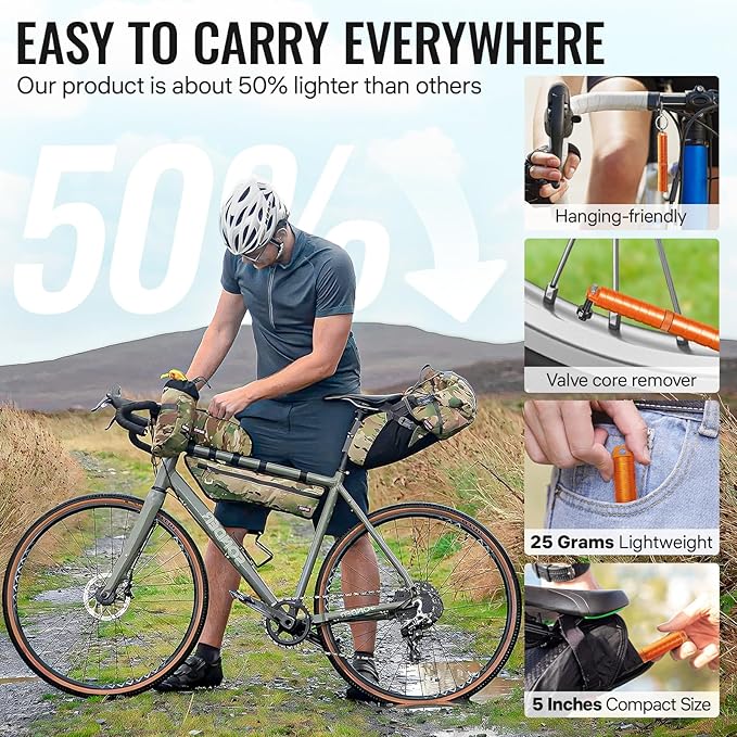 BWSHLF Tubeless Bike Tire Repair Kit for Mountain Bikes & Road Bicycles, Tubeless Tire Plug Kit with Storage Canister, Reamer, Insertion Fork, 10 Bacon Strips, Fix a Puncture or Flat, No Glue Needed