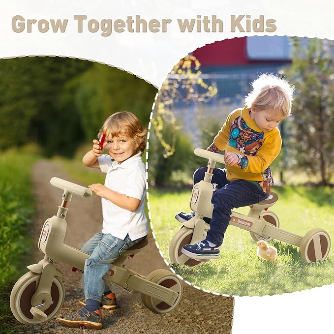 WEEROCK 6 in 1 Toddler Tricycle Folding Kid Tricycles with/Without Parent Steering Push Handle Boys Girls Balance Bike for 1-6 Years Old Toy Gift, Blue