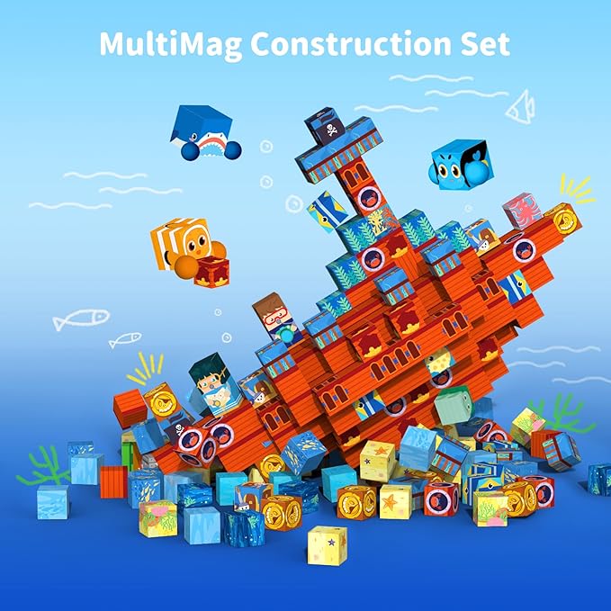 Magnetic Building Blocks for Kids - 154Pcs Magnetic Cubes STEM Montessori Sensory Toys Set Creative Gift for Boys Girls Ages 3 4 5 6 7 8 9 10+