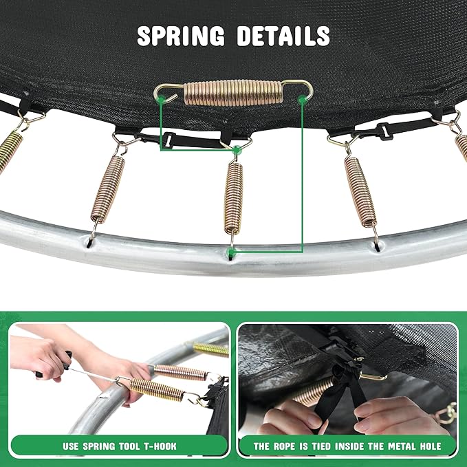 Polar Aurora 10FT 12FT 14FT 16FT Outdoor Trampoline with Safety Enclosure Net, Thickened Spring Pad，ASTM Approved Recreational Trampoline for Kids and Adults,Anti-Rust Coated Frame and Thickened Mat