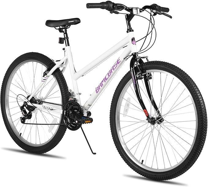 HILAND Bamcbase Womens Mountain Bike, 24 26 Inch 18 Speeds Hybrid Commuter Bicycle for Adults, Sport Hardtail Trail MTB