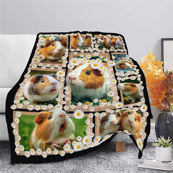 Guinea Pig Throw Blanket Guinea Pig Stuff Gifts for Kids Girls Boys Adults Women Men Soft Cozy Warm Plush Fluffy Fuzzy Fleece Blanket Decor 40''X50''