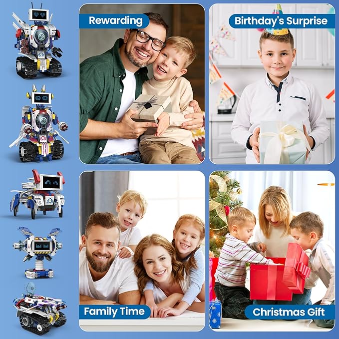 5-in-1 STEM Robot Building Kit for Kids Ages 6-16, Remote & App Controlled, Rechargeable Engineering Learning DIY Coding Toy, Educational Building Blocks Gift for Girls & Boys (603 PCS)