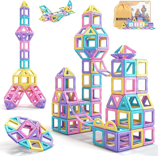 Toddler Girl Toys, Magnetic Tiles 44pcs, Birthday Gifts Ideas for Girls Age 3-5, Magnetic Building Blocks, Magnet STEM Montessori Toddler Kids Christmas Toys Gifts for 3 4 5 6 7 Year Old Girls