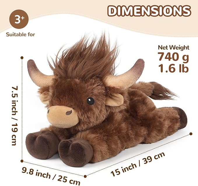 Cuckool Bull Stuffed Animals, Microwavable Stuffed Animals Adorable Fluffy Bull Plush for Warmth & Comfort, Heatable Coolable Lavender Scent Toys, Cute Soft Plushies Gift for Kids Boys Girls & Adults