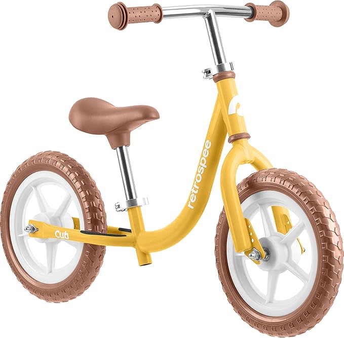 Retrospec Cub Toddler Balance Bike for Ages 18 Months - 3 Years - 12in No-Pedal Beginner Bicycle with Adjustable Seat, Puncture-Proof Tires & Safe Low Frame Design