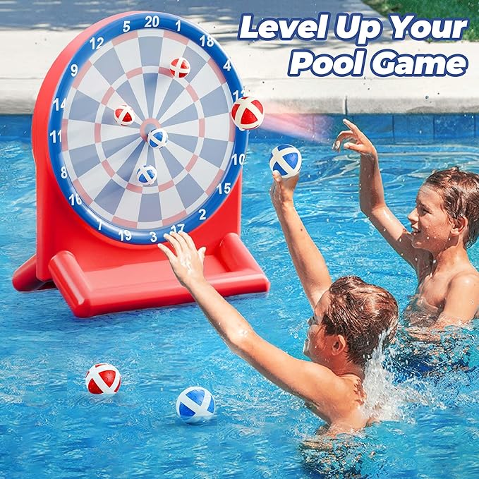 iPlay, iLearn Pool Wave Kids Fun Pool Toys, Inflatable Dart Board Water Games, Swimming Pool Floats, Beach Yard Outdoor Play, Cool Summer Party Gift for 6 7 8 9 10 12 Year Old Boy Girl Teen Adult-Red