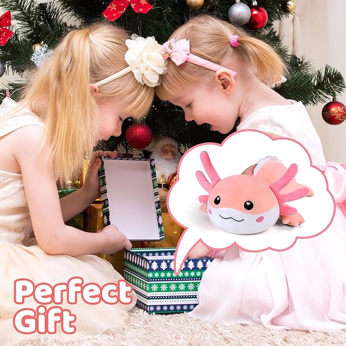 Puffpals Weighted Plush, Cute Axolotl Weighted Stuffed Animal with Beads, Soft Sensory Plush Pillow Toy for Kids & Adults(14.3in 1.4lbs)