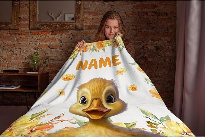 Custom Cute Duck Blanket Soft Blankets and Throws Flannel Cozy Lightweight Quilt Gift Perfect for Bed Sofa Couch-60 x50 Medium for Teen
