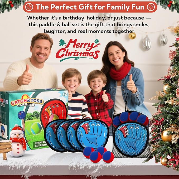 Toss and Catch Ball Game Set with Kids Baseball Glove - Fun Outdoor Toys for Boys & Girls Ages 3 4 5 6 7 8 9 10+ Family Sports Play & Birthday Gifts