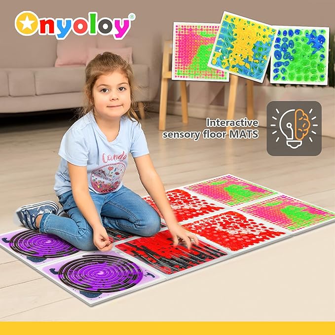 Textured Sensory Liquid Tiles - Set of 1 Square Lava Tile, Sensory Mat for Ages 3 to Adult, Measures 12" x 12", Textured Sensory Lava Mat, Red.