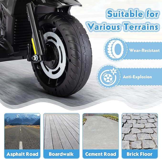 TOBBI 12V Electric Motorcycle for Kids Ride on Toys Toddler Motorbike Battery Powered Off-Road Dirt Bikes w/Music/Headlights/Training Wheels, Gifts for Boys & Girls, Silver