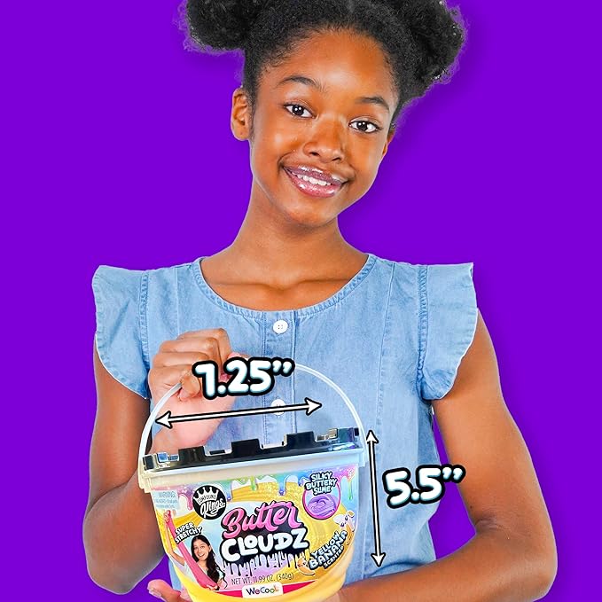 Compound Kings Fluffy Butter Cloudz Scented Large Slime Bucket for Kids – Soft, Squishy, Non-Toxic Sensory Toy | Yellow Banana Slime Gift