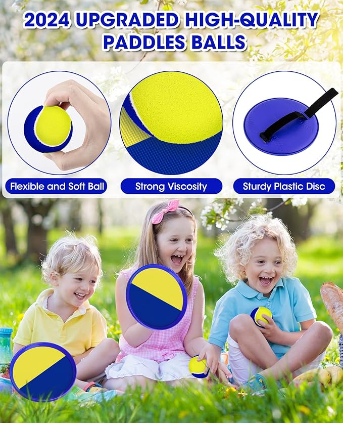 Aywewii Toss and Catch Ball Game Outdoor Toys for Kids Pool Toys Beach Balls Outdoor Yard Games Ball Catch Paddle Set for 3 4 5 6 7 8 9 10 Year Old Easter Basket Gifts